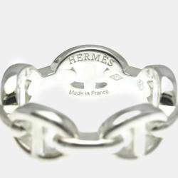 Hermes Silver Chaine d’Ancre Fashion Band Ring EU 51