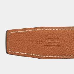 Hermes Noir/Gold Box and Togo Leather H Buckle Reversible Belt 90 CM