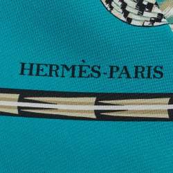 مملوكة مسبقًا Hermes Blue Turquoise Printed Silk Maxi Twilly 