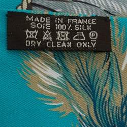 مملوكة مسبقًا Hermes Blue Turquoise Printed Silk Maxi Twilly 