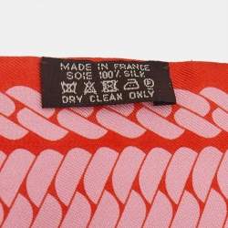 Hermes Orange/Rose Printed Silk Clic C'est Noue Twilly 