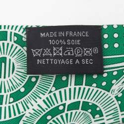 Hermes Green & Blue Printed Silk Twilly
