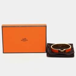 Hermes Clic H Orange Enamel Gold Plated Narrow Bracelet