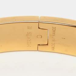 Hermes Clic H Orange Enamel Gold Plated Narrow Bracelet