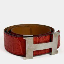 Hermes Crocodile Leather H Constance Belt
