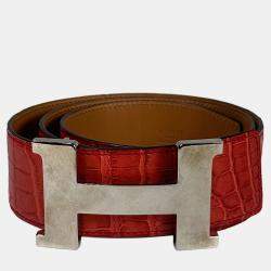 Hermes Crocodile Leather H Constance Belt