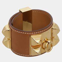 Hermes Gold Swift Calfskin Collier de Chien Bracelet