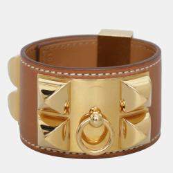 Hermes Gold Swift Calfskin Collier de Chien Bracelet