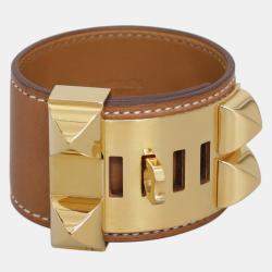 Hermes Gold Swift Calfskin Collier de Chien Bracelet