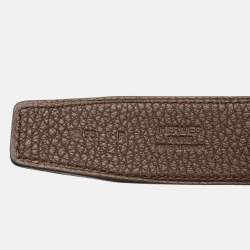 Hermès Black/Chocolat Togo Leather H Buckle Reversible Belt 95CM