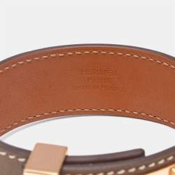 Hermes Collier de Chien 24 Leather Rose Gold Tone Bracelet 