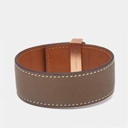 Hermes Collier de Chien 24 Leather Rose Gold Tone Bracelet 