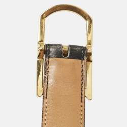 Hermes Noir Box Leather Vintage Buckle Belt 90 CM