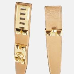 Pre Owned Hermes Gold Courchevel Leather Collier de Chien Belt 70 CM