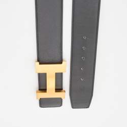 Pre Owned Hermes Black/Gold Box and Chamonix Leather Constance 2 Reversible Belt 80CM