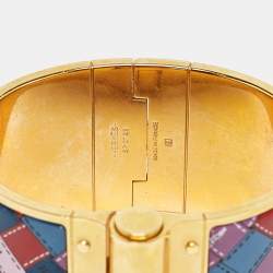 Hermes Bolduc Au Carre Enamel Gold Plated Bracelet