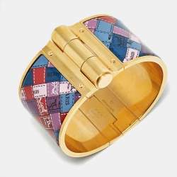 Hermes Bolduc Au Carre Enamel Gold Plated Bracelet