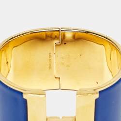 Hermès Clic Clac H Blue Enamel Gold Plated Bracelet