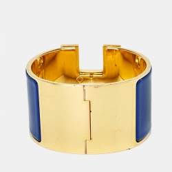 Hermès Clic Clac H Blue Enamel Gold Plated Bracelet