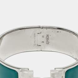 Hermes Clic Clac H Green Enamel Palladium Plated Bracelet