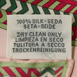 Hermes Pink Selle Des Steppes Printed Silk Square Scarf
