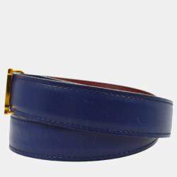 Hermes Blue Box Calf and Courchevel Leather Constance Reversible Belt