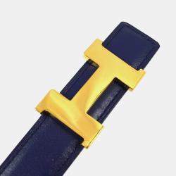 Hermes Blue Box Calf and Courchevel Leather Constance Reversible Belt