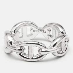 Pre Owned Hermès Chaine d'Ancre Sterling Silver 925 Ring Size 52