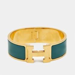 Hermès Clic Clac H Enamel Gold Plated Bracelet