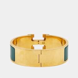 Hermès Clic Clac H Enamel Gold Plated Bracelet