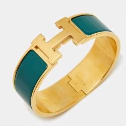 Hermès Clic Clac H Enamel Gold Plated Bracelet
