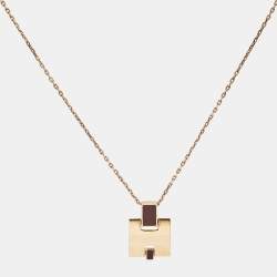 Hermès Eileen Enamel Rose Gold Tone Pendant Necklace