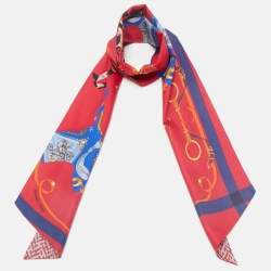 Hermès Red Printed Silk Maxi Twilly 