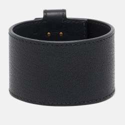 Pre Owned Hermès Kelly Twist Black Leather Gold Plated Large Model Bracelet