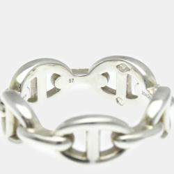 Hermes Silver 925 Chaine D’Ancre Band Ring EU 57