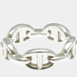 Hermes Silver 925 Chaine D’Ancre Band Ring EU 57