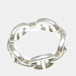 Hermes Silver 925 Chaine D’Ancre Band Ring EU 57
