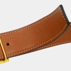 Hermes Gray Brown Epsom and Swift Leather Constance Reversible Belt Size 90