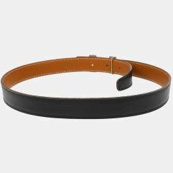 Hermes Black Box Calf Leather Constance Reversible Belt Size 70