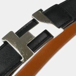Hermes Black Box Calf Leather Constance Reversible Belt Size 70