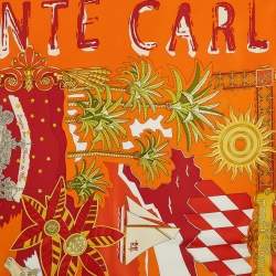 مملوكة مسبقًا Hermes Orange/Red Monte Carlo Silk Scarf