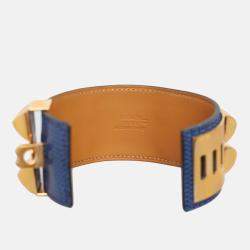 Hermes Blue Lizard Leather Collier De Chien Bracelet