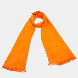 Hermès Orange H en Bias Cashmere & Silk Stole 