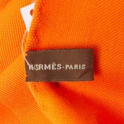 Hermès Orange H en Bias Cashmere & Silk Stole 