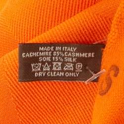 Hermès Orange H en Bias Cashmere & Silk Stole 