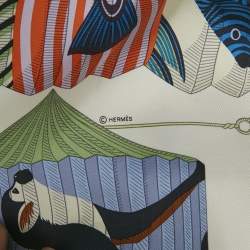 Hermès White Silk Lanternes, Ballons et Cocardes Scarf
