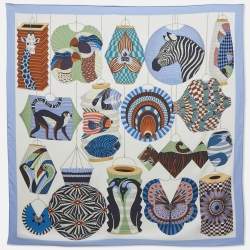 Hermès White Silk Lanternes, Ballons et Cocardes Scarf