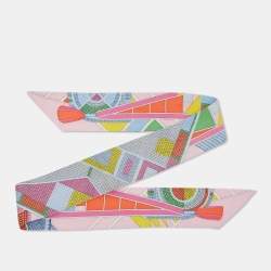 Hermès Multicolor L'Art Indien des Plaines Silk Twilly Set of 2