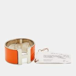 Hermès Clic Clac H Enamel Palladium Plated Extra Wide Bracelet