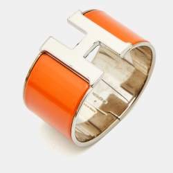 Hermès Clic Clac H Enamel Palladium Plated Extra Wide Bracelet